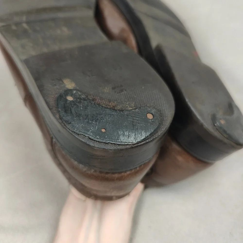 Vintage YSL Yves Saint Laurent Dress Shoes Men 7 Brown Leather Oxford Monk Strap